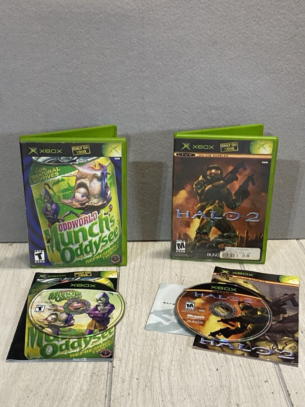 Halo 2 (Xbox, 2004) Complete with manual & Oddworld Munch’s Oddysee